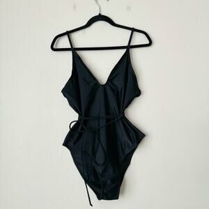 Code B Lanzarote One Piece Swim in black cinche wrack string soze 5 (fits sz. 14